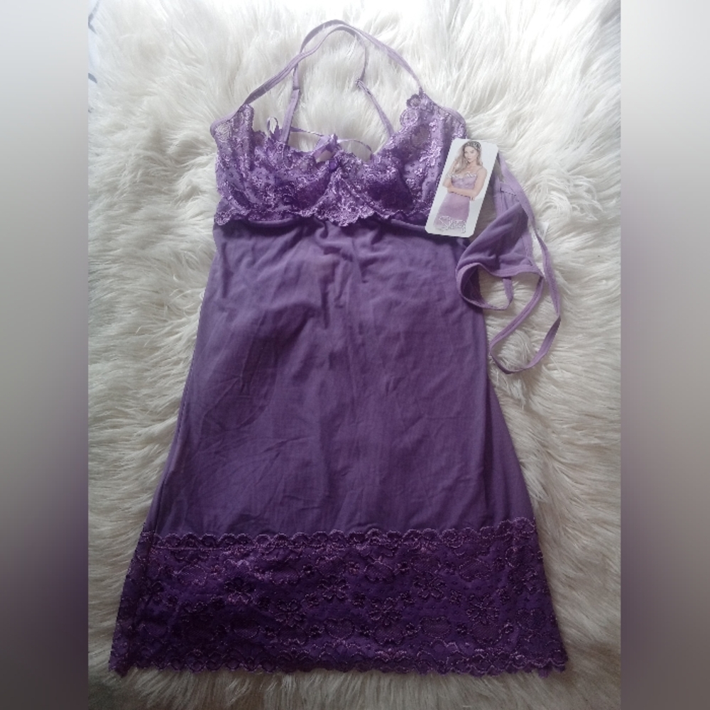 Elegant Purple Lace Chemise
